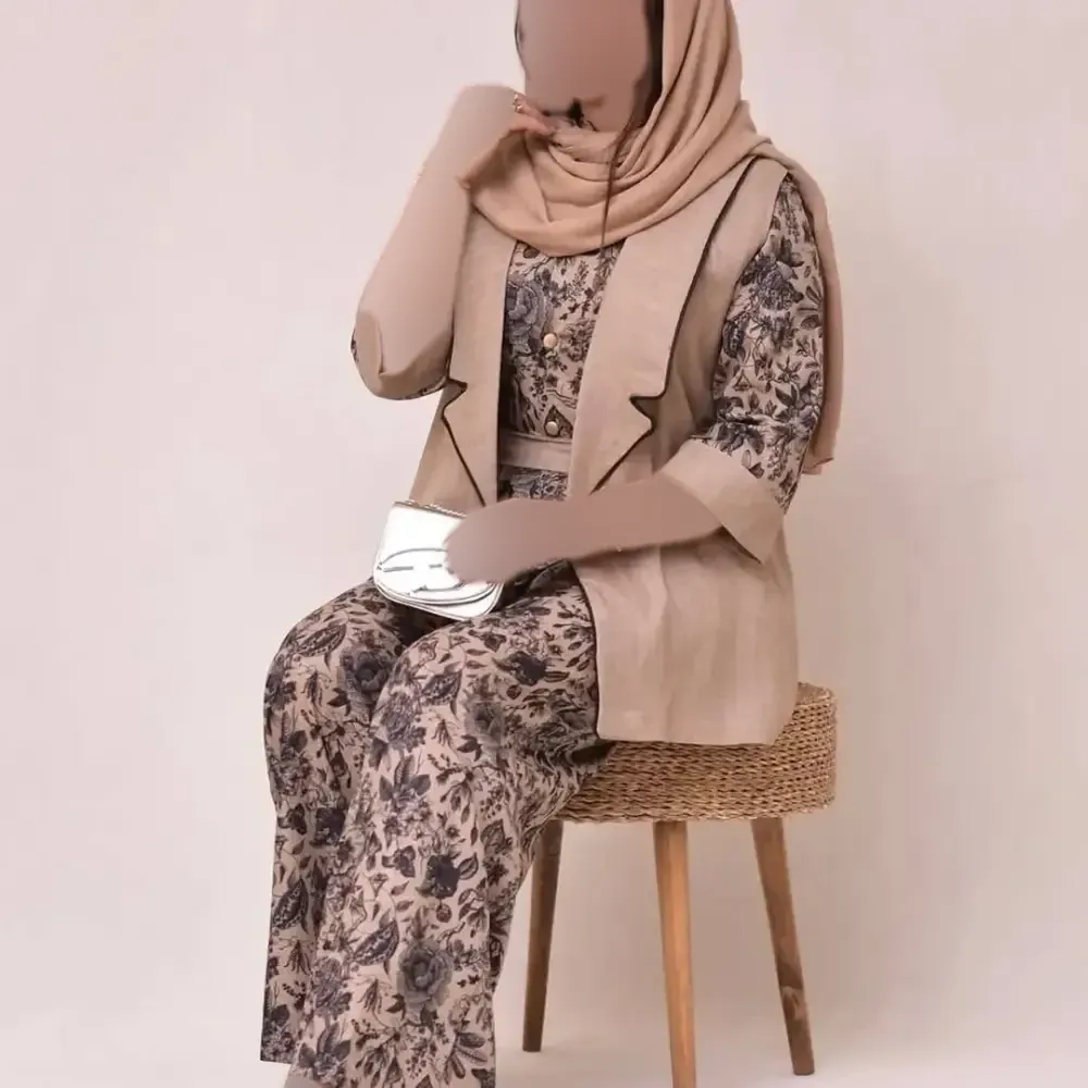 کت و اورال لینن نچرال آپامه با دو جیب کاربردی و دوخت مزونی در رنگهای کرم روشن، قهوهای تیره و سرمهای تیره، سایز فری 38 تا 46