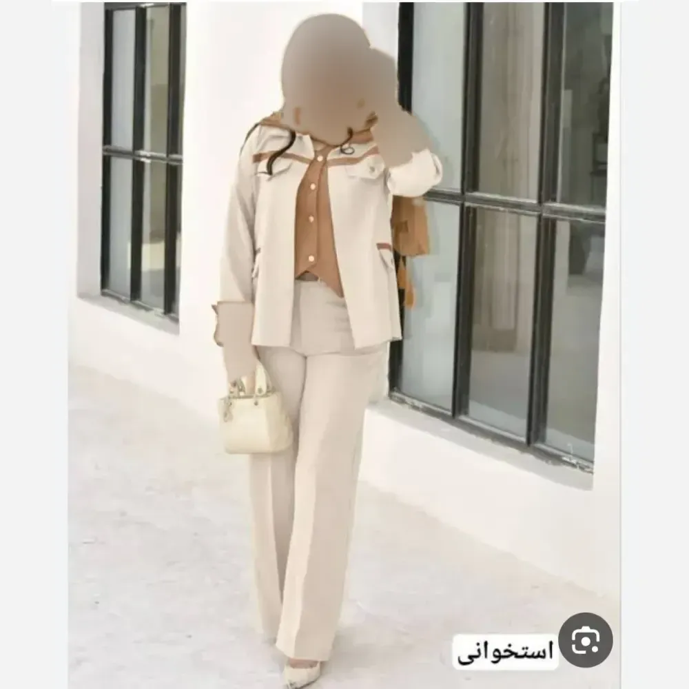 ست 2 تیکه پاییزه زنانه جنس سوپرمازراتی اعلا رنگ مشکی قهوه ای نسکافه ای سایز 38 تا 46 فری سایز
