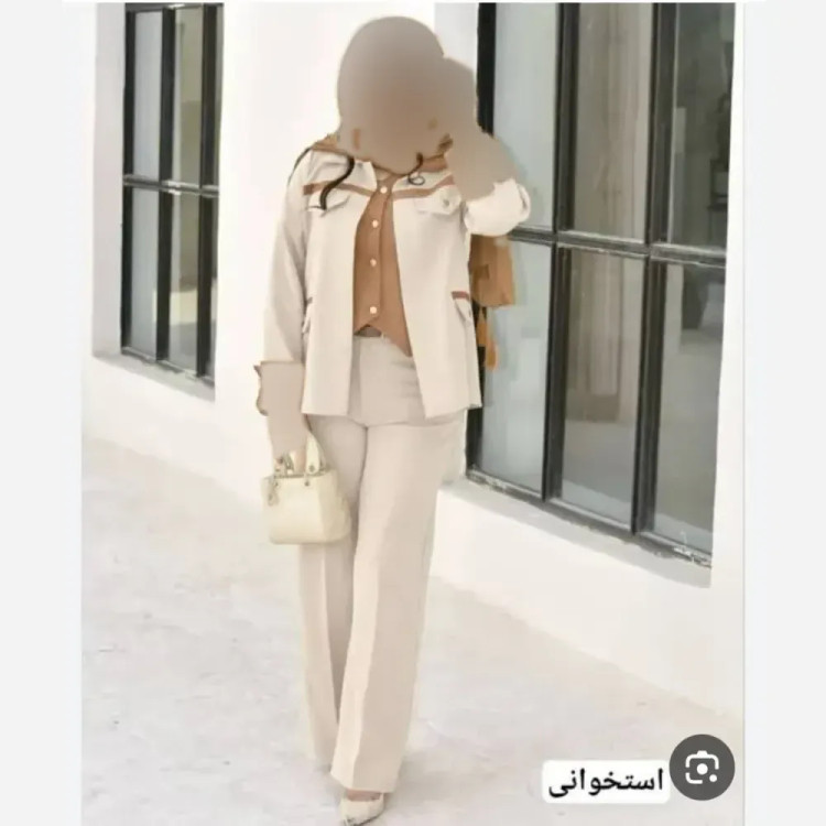 ست 2 تیکه پاییزه زنانه جنس سوپرمازراتی اعلا رنگ مشکی قهوه ای نسکافه ای سایز 38 تا 46 فری سایز