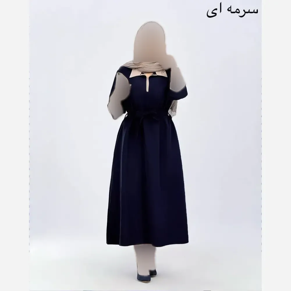 ماکسی زنانه کرپ مازراتی مدل سما کمربنددار فری سایز