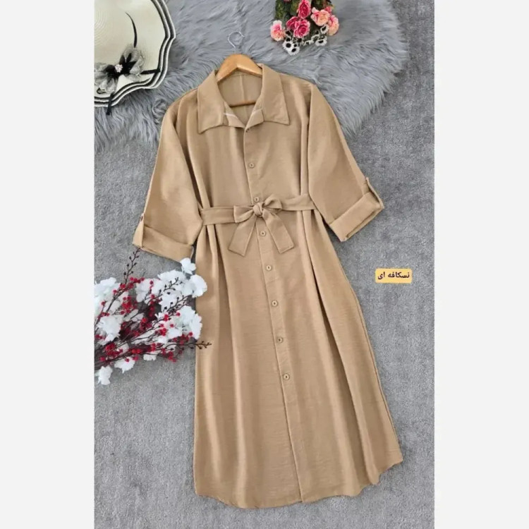 مانتو بلند زنانه جنس شانتون فری سایز مدل نگاه