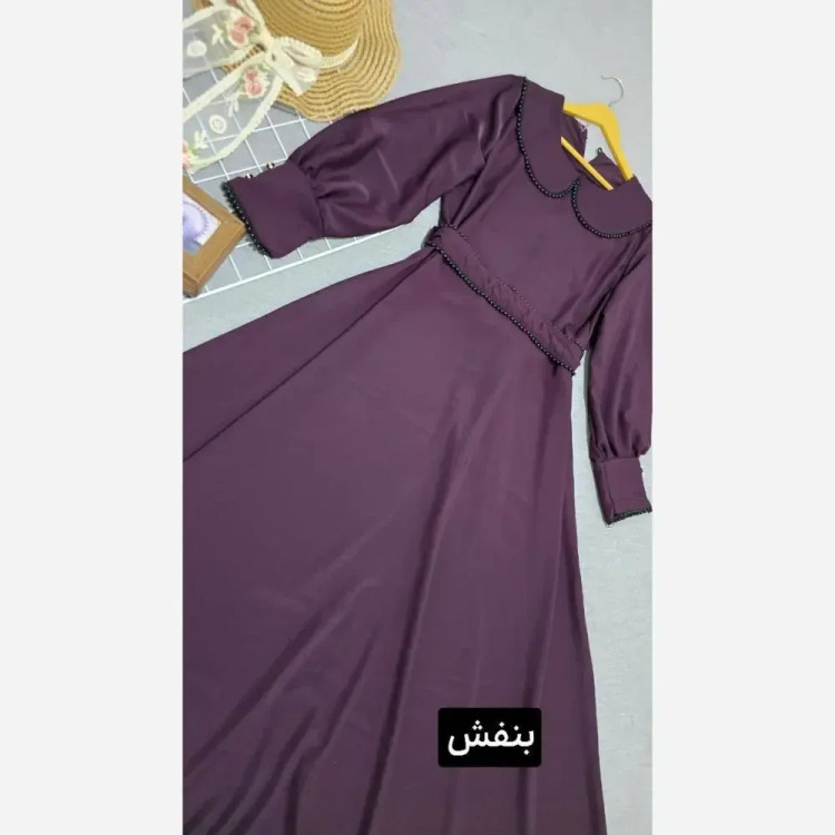 پیراهن بلند الیزه خرجکار مروارید دامن کلوش فری سایز