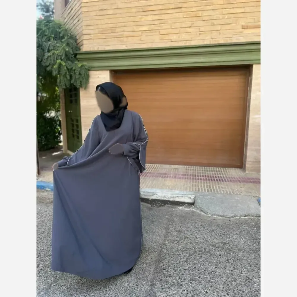 مانتو عبایی توران جنس کرپ ندا اماراتی فری سایز مغزی دوزی شده