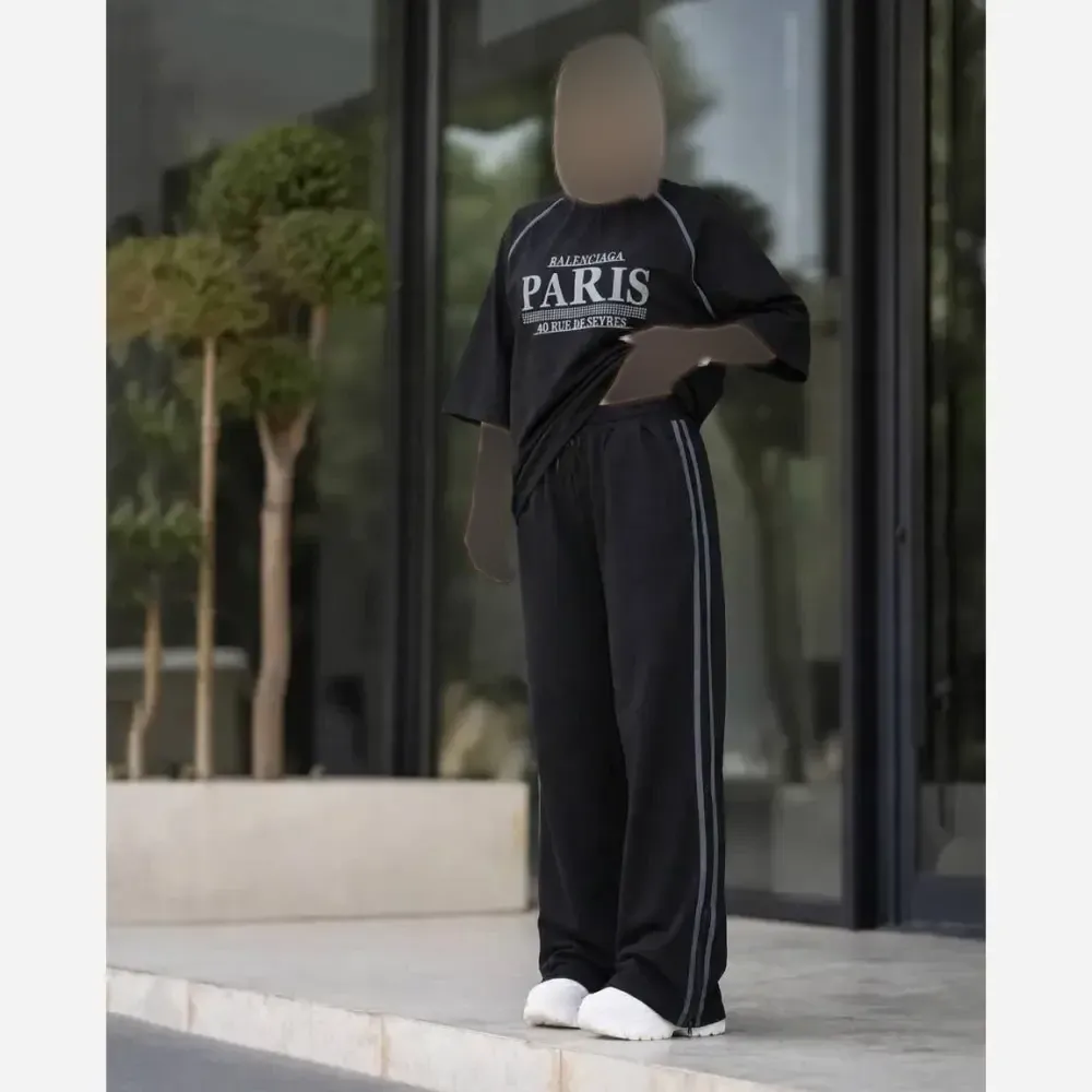 ست لباس زنانه مدل پاریس جنس شانتون کبریتی رنگ مشکی مناسب تابستان