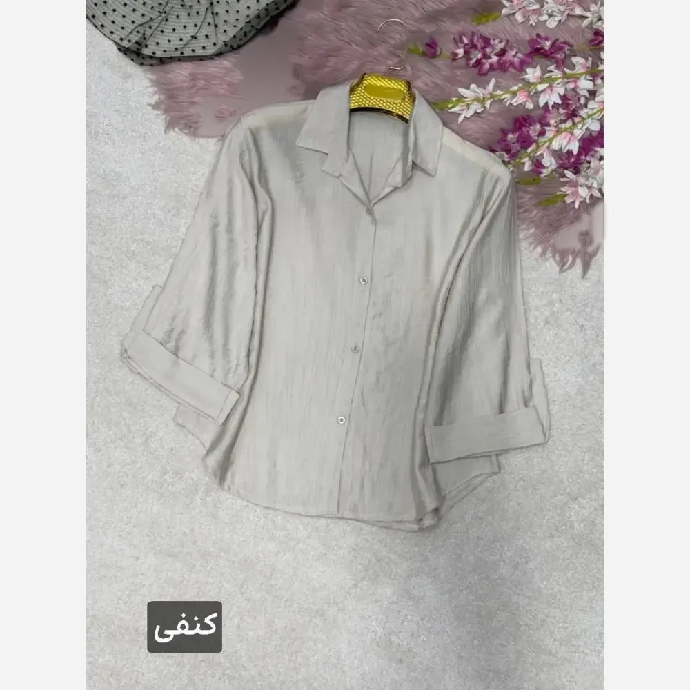 شومیز آستین پاگن دار ژیلا جنس الیسه شیشهای سایز فری 38 تا 46
