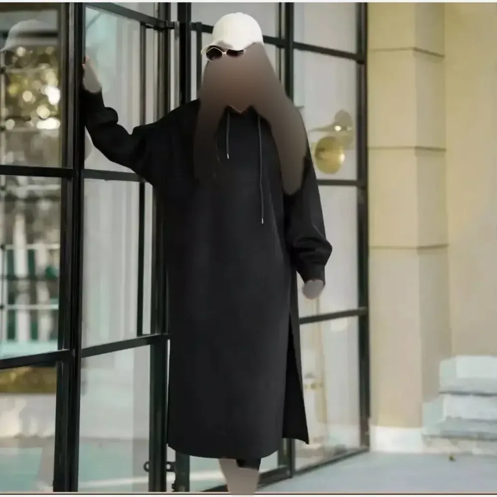 هودی زنانه دورس تو کرکی ضخیم مشکی کلاهدار مدل لندو فری سایز