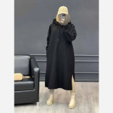 هودی زنانه دورس تو کرکی ضخیم مشکی کلاهدار مدل لندو فری سایز