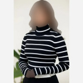 بادی فینگردار راه راه یقه اسکی فانریپ کش مشکی و سفید سایز فری 36 تا 44