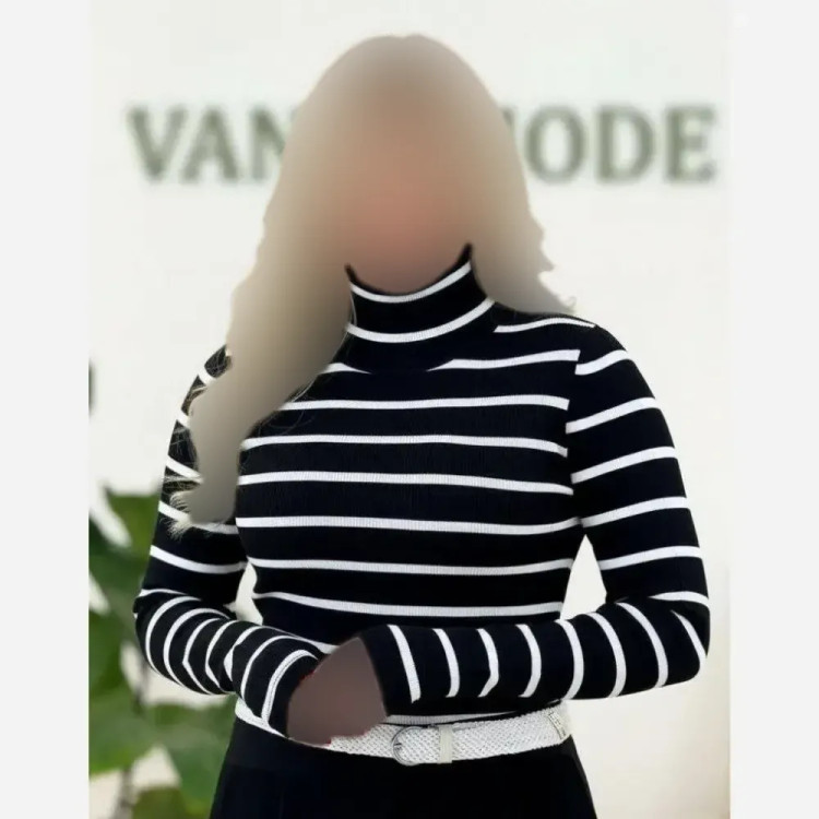 بادی فینگردار راه راه یقه اسکی فانریپ کش مشکی و سفید سایز فری 36 تا 44