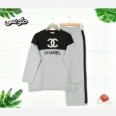 بلوز و شلوار بافت زنانه مدل chanel رنگ طوسی و نسکافه ای سایز فری 38 تا 46