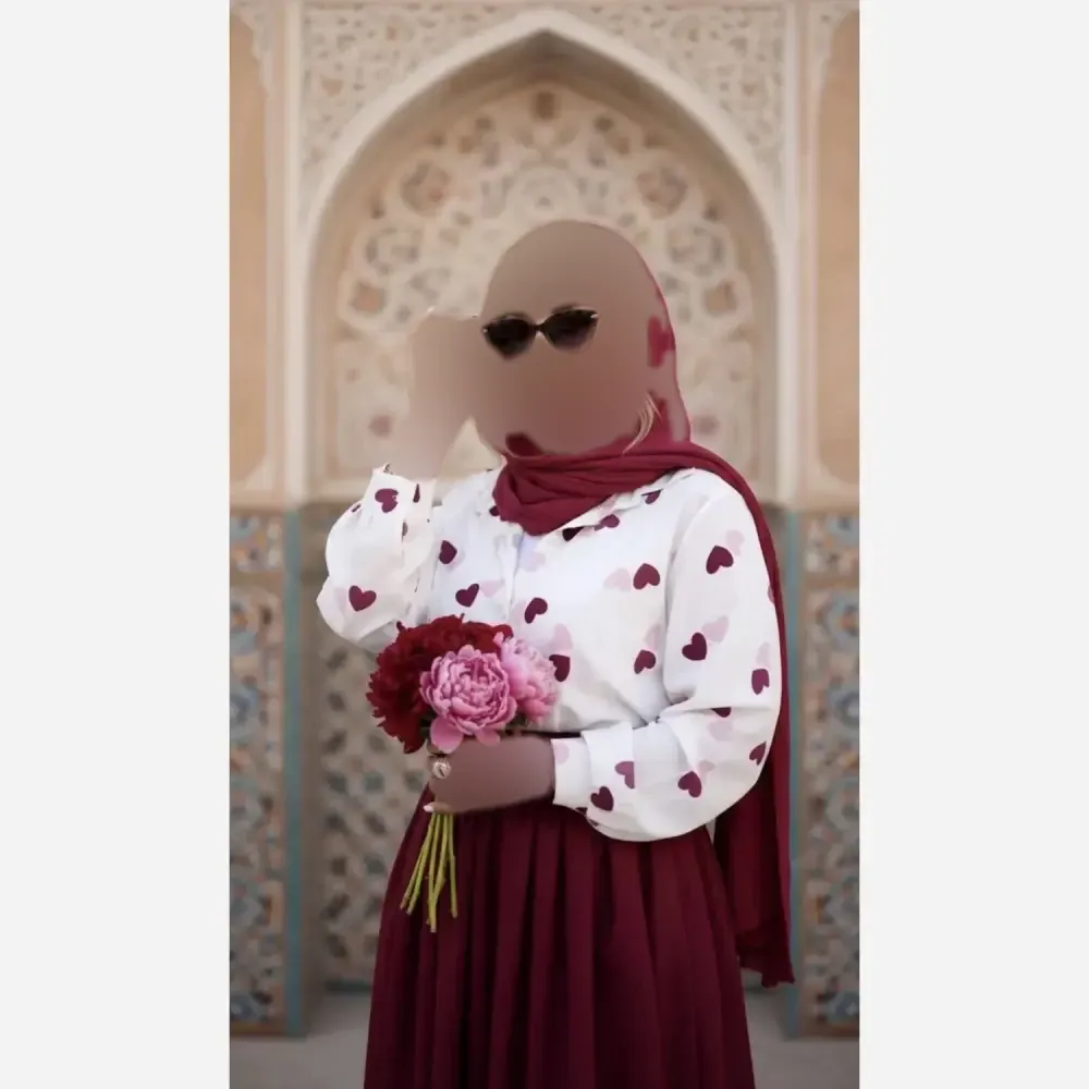 ست سه تیکه شومیز بوگاتی و دامن پوپلین کتان با کمربند سفید فری سایز