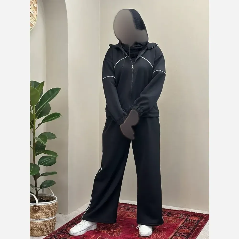 ست سویشرت و شلوار زنانه نانسی جنس مازراتی درجه یک سایز فری 38 تا 46 رنگ مشکی موکا سرمه ای