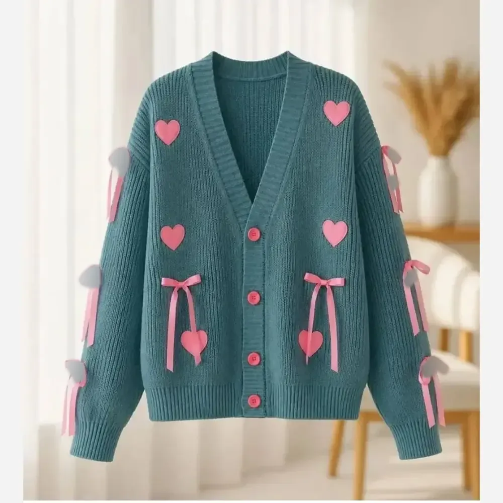 ژاکت بافت پینترستی قلبی زنانه درجه یک گرم بالا سایز 38 تا 50