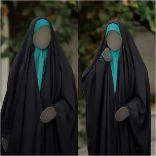 چادر جده مرواریدی مشکی جنس کرپ حریرالاسود