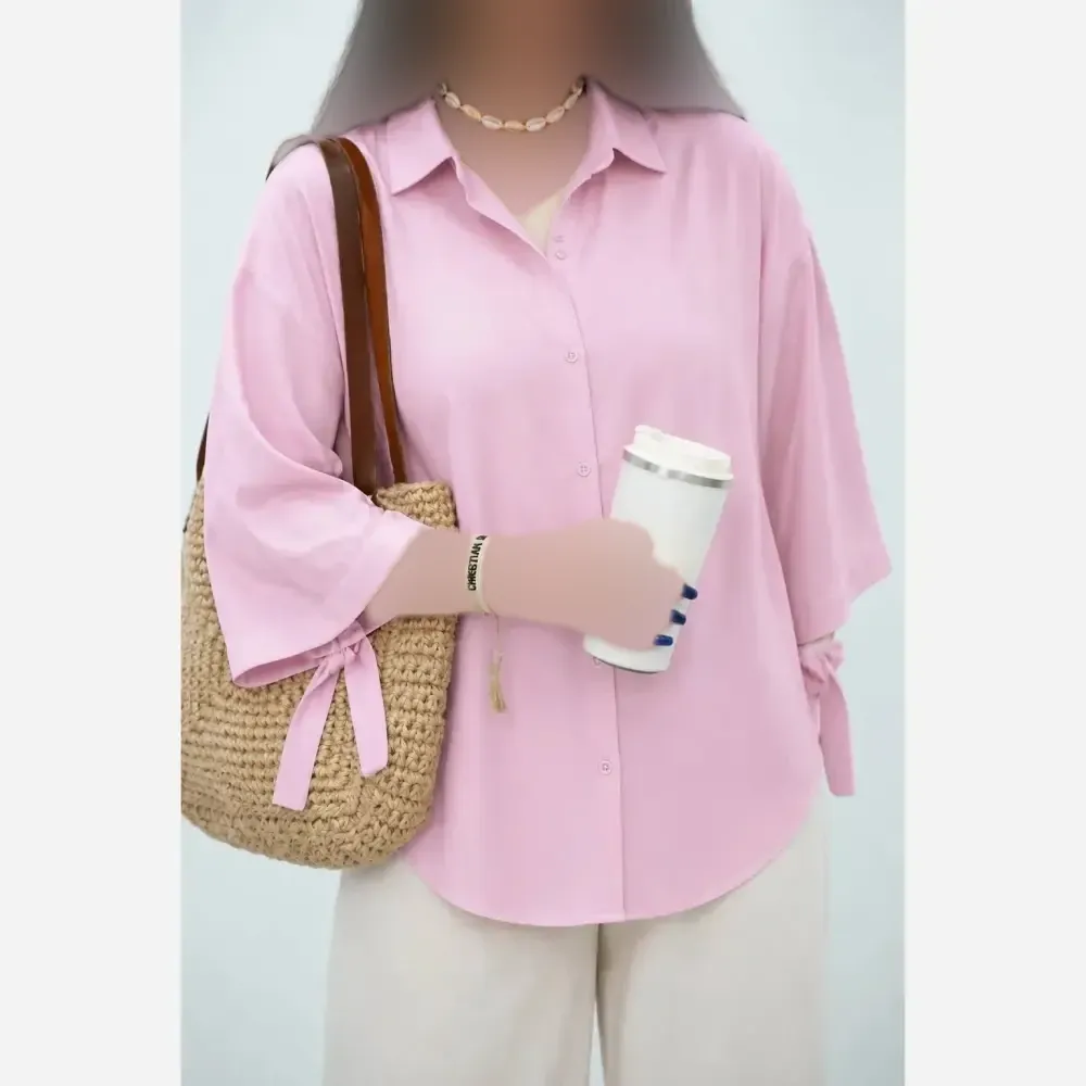 شومیز گره ای نیکی پری خنک و سبک فری سایز 38 تا 48