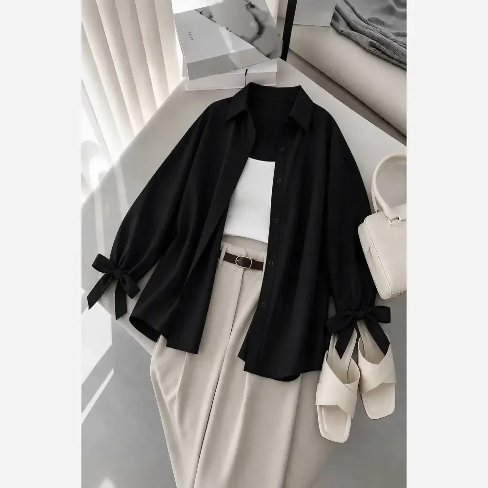 شومیز گره ای نیکی پری خنک و سبک فری سایز 38 تا 48
