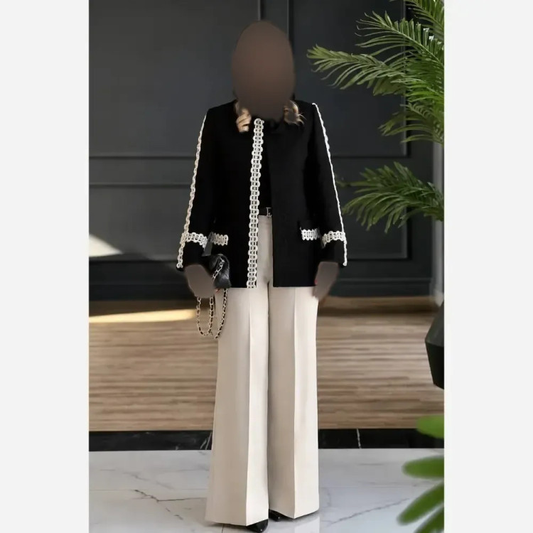 ست کت شلوار مجلسی زنانه مدل آلاله جنس مازراتی گرم بالا