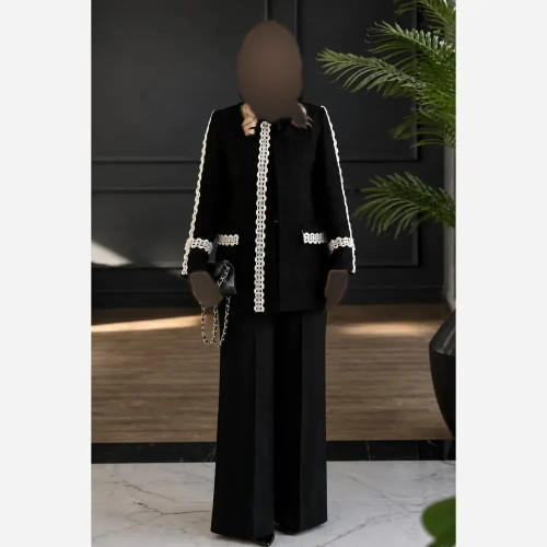 ست کت شلوار مجلسی زنانه مدل آلاله جنس مازراتی گرم بالا