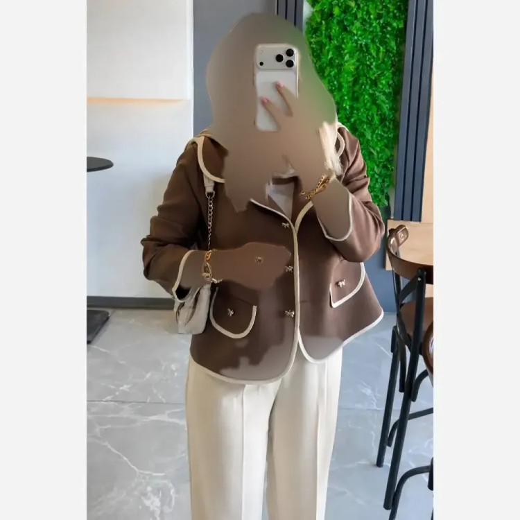ست کت و شلوار زنانه پاییزه سوپرمازراتی پاپیون سایز 38 تا 46