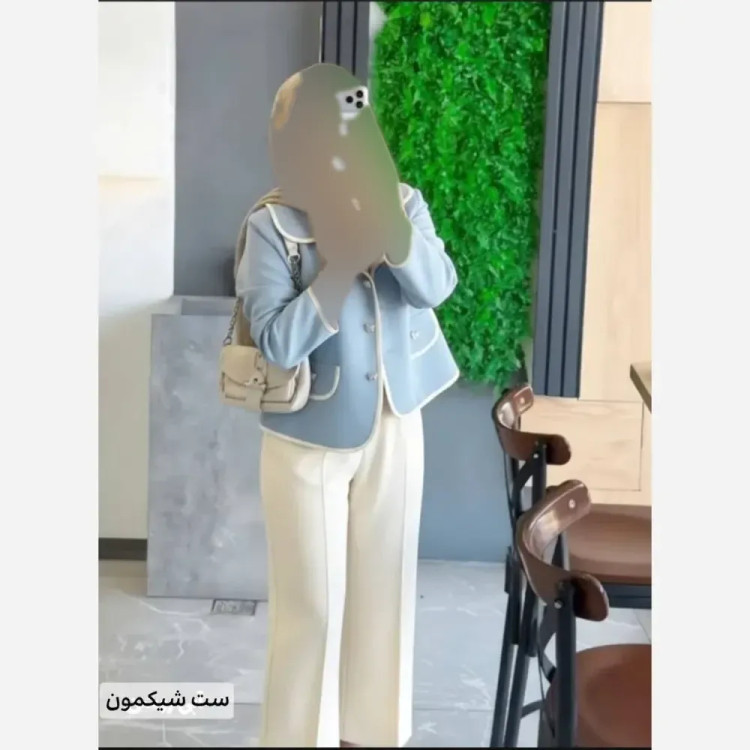 ست کت و شلوار زنانه پاییزه سوپرمازراتی پاپیون سایز 38 تا 46