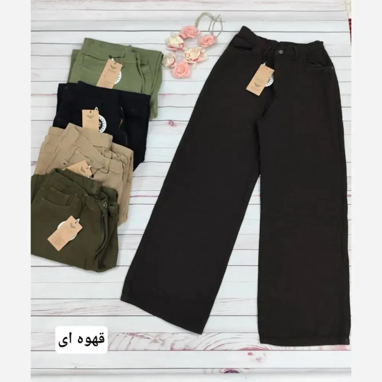 شلوار کتان سیلک پاییزه زنانه مدل حصیری قد 95