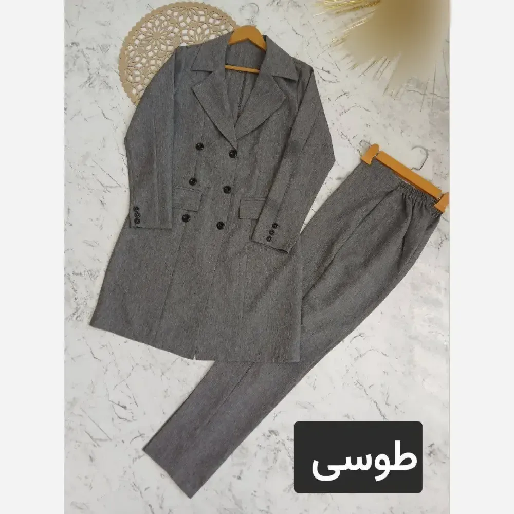 ست مانتو و شلوار اداری ساده 6 دکمه جنس مکانیک پرشیا درجه یک رنگبندی متنوع سایز 36 تا 52