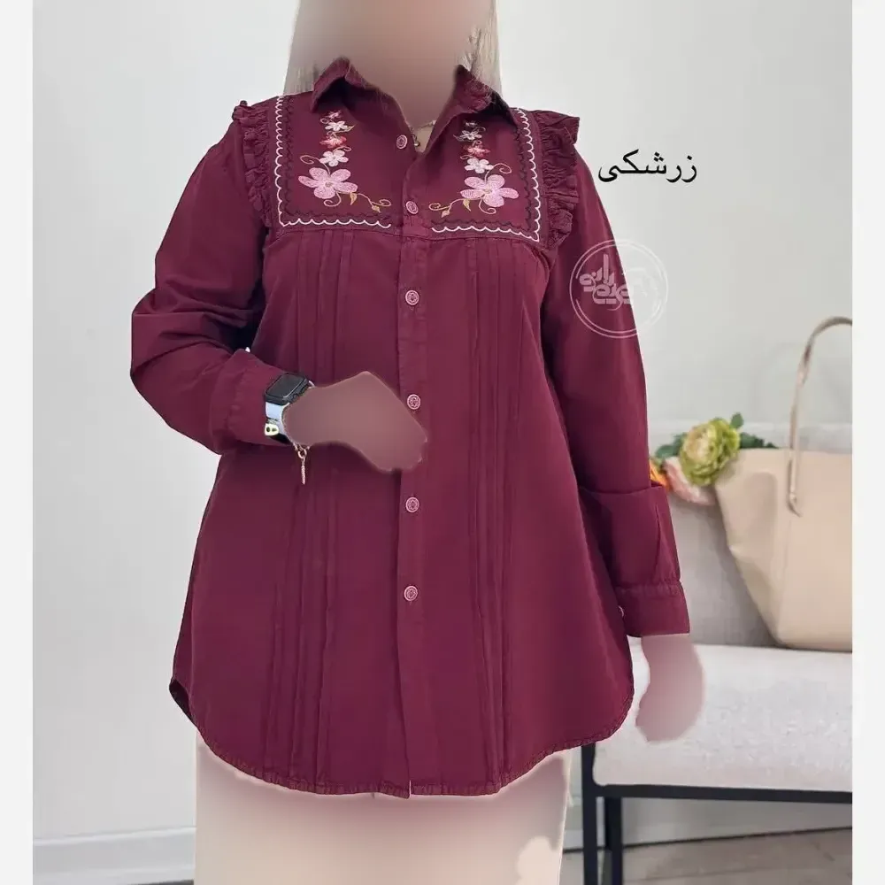 شومیز گلدوزی شده زنانه جنس کتان لنین فری سایز