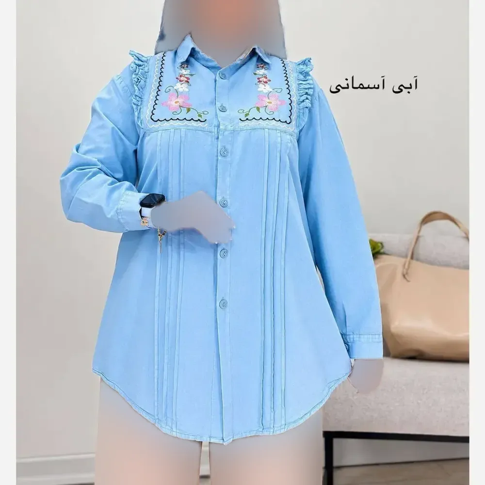 شومیز گلدوزی شده زنانه جنس کتان لنین فری سایز