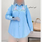 شومیز گلدوزی شده زنانه جنس کتان لنین فری سایز