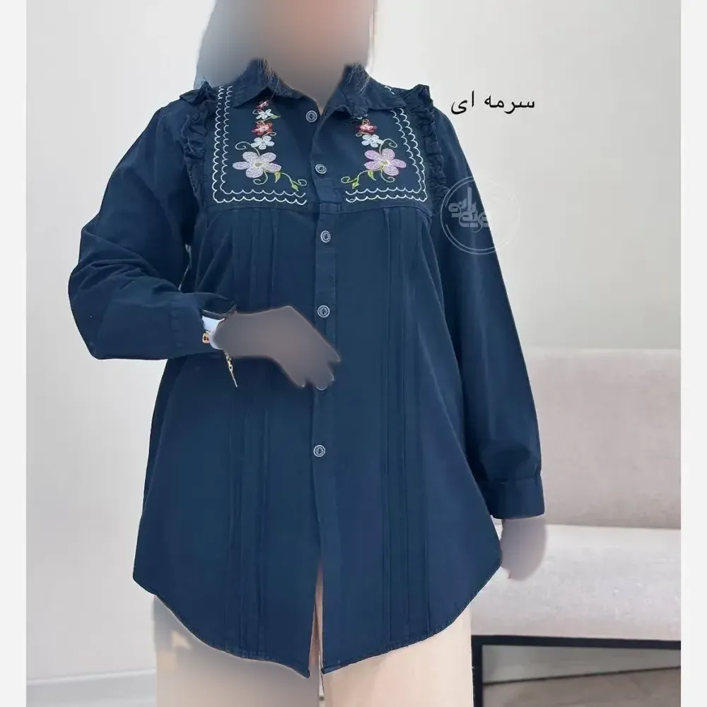 شومیز گلدوزی شده زنانه جنس کتان لنین فری سایز
