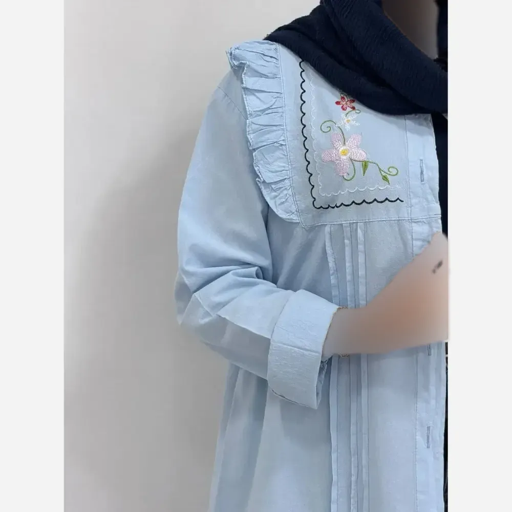 شومیز گلدوزی شده زنانه جنس کتان لنین فری سایز
