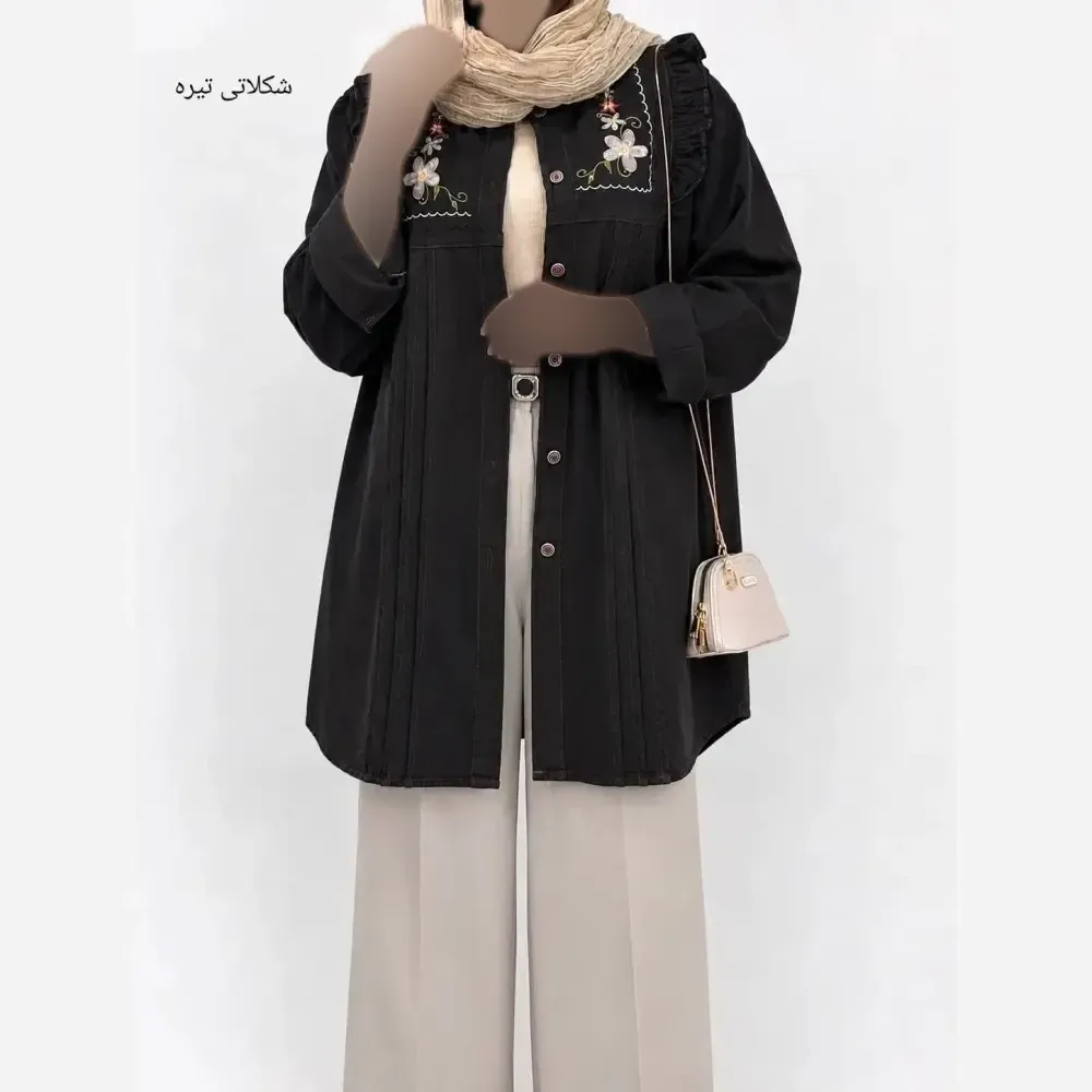 شومیز گلدوزی شده زنانه جنس کتان لنین فری سایز