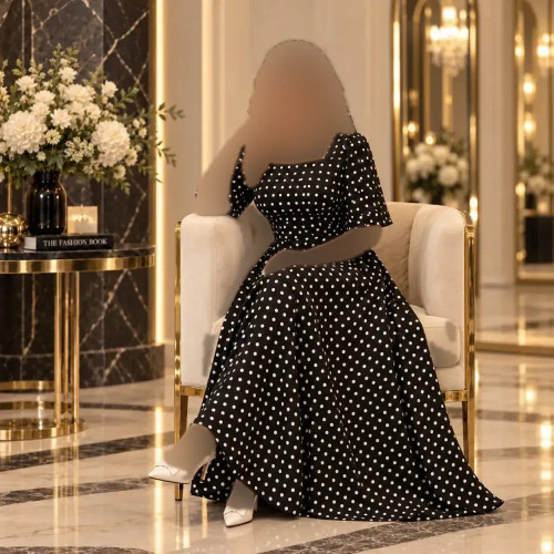 پیراهن و مینی اسکارف گلاله جنس الیزه رنگ مشکی فری سایز کمربنددار