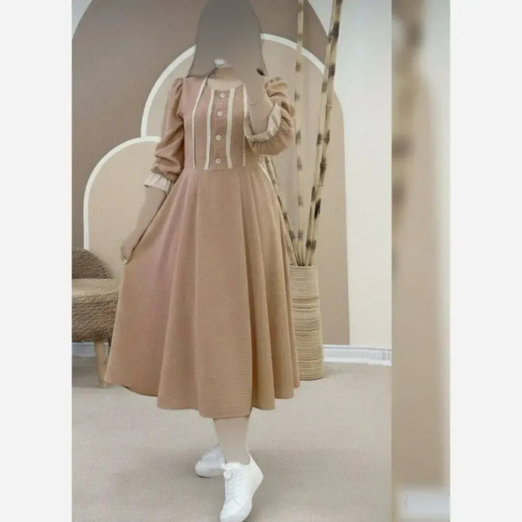 پیراهن زنانه ژیلا جنس شانتون و خرجکار مازراتی فری سایز