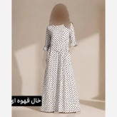 ساحلی زنانه خالدار کرپ پلاس اعلا سایز فری 38 تا 48 سفید خال قهوه ای