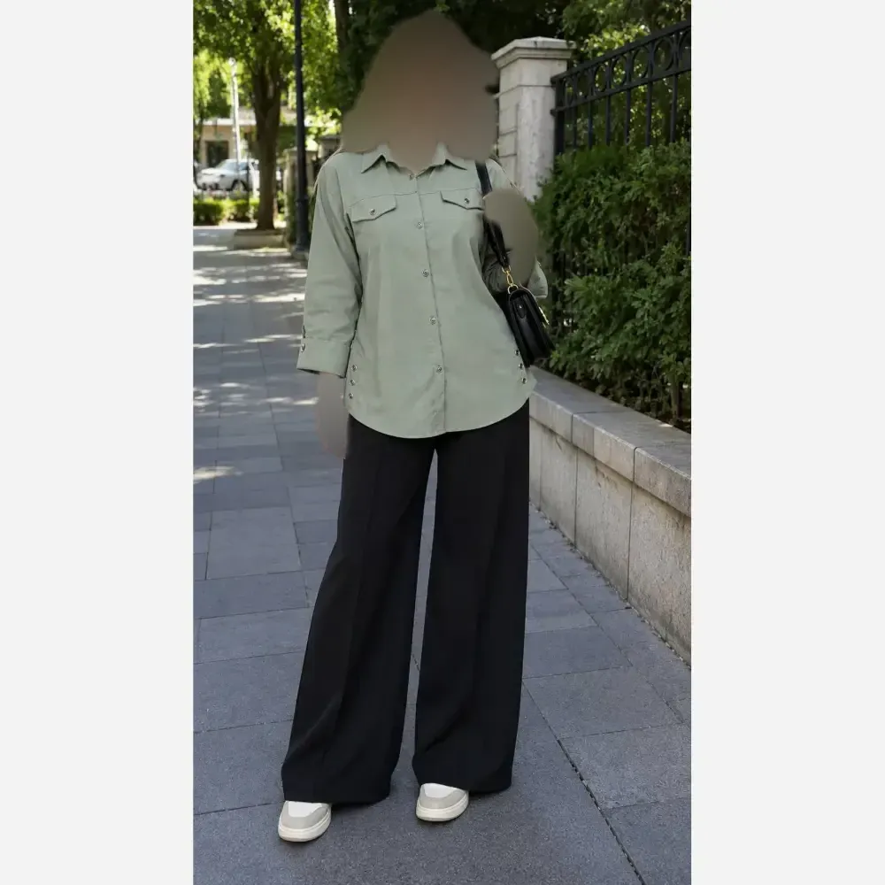 مانتو بغل دکمه کتان ژینا کتان کش اعلا فری سایز