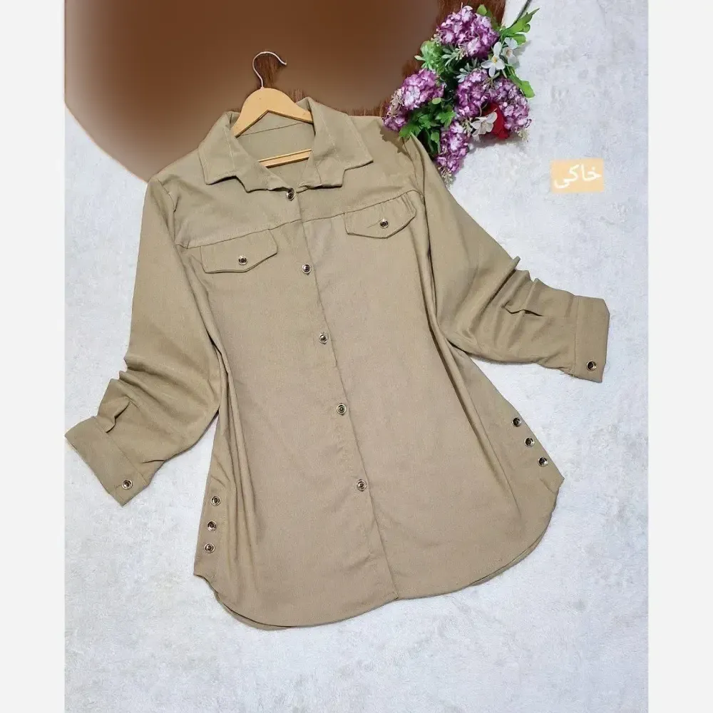مانتو بغل دکمه کتان ژینا کتان کش اعلا فری سایز