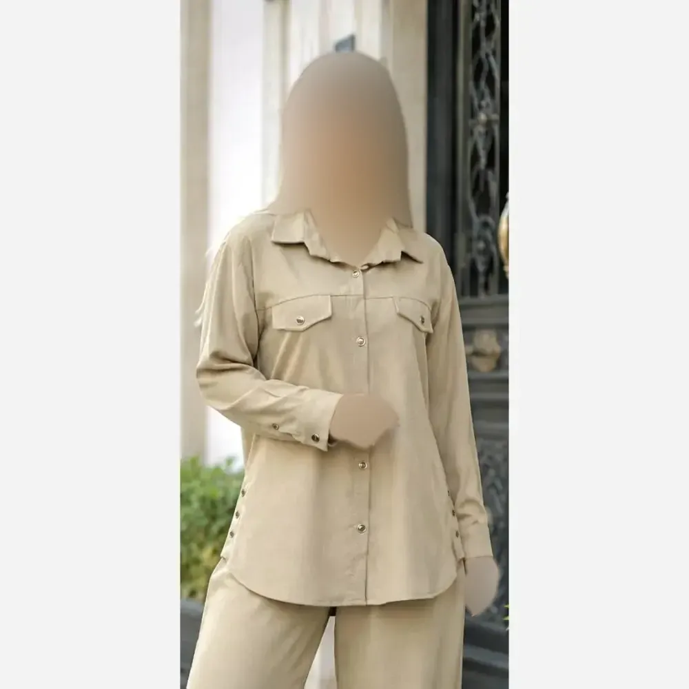 مانتو بغل دکمه کتان ژینا کتان کش اعلا فری سایز