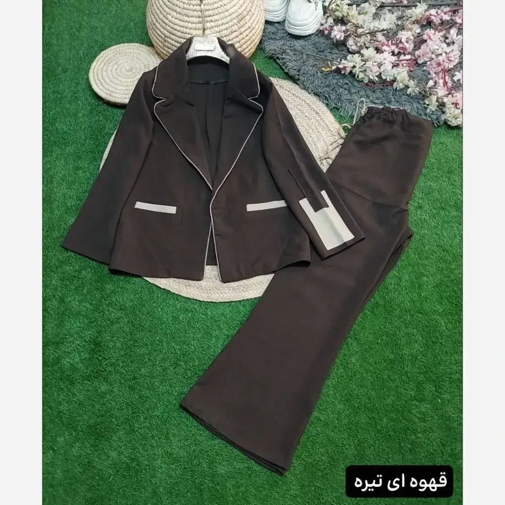 ست کت و شلوار زنانه مدل نیلوفر جنس هرمس درجه یک سایز 38 تا 46