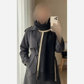 شال بافت مشکی زنانه طرح سه بعدی ابعاد 180 در 51 سانتی متر