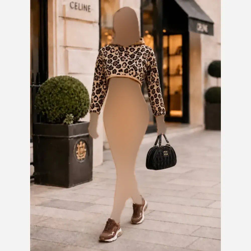 ست کراپ سارافون بافت سه نخ زنانه مدل مدینه رنگ مشکی موکا نسکافه ای روشن فری سایز