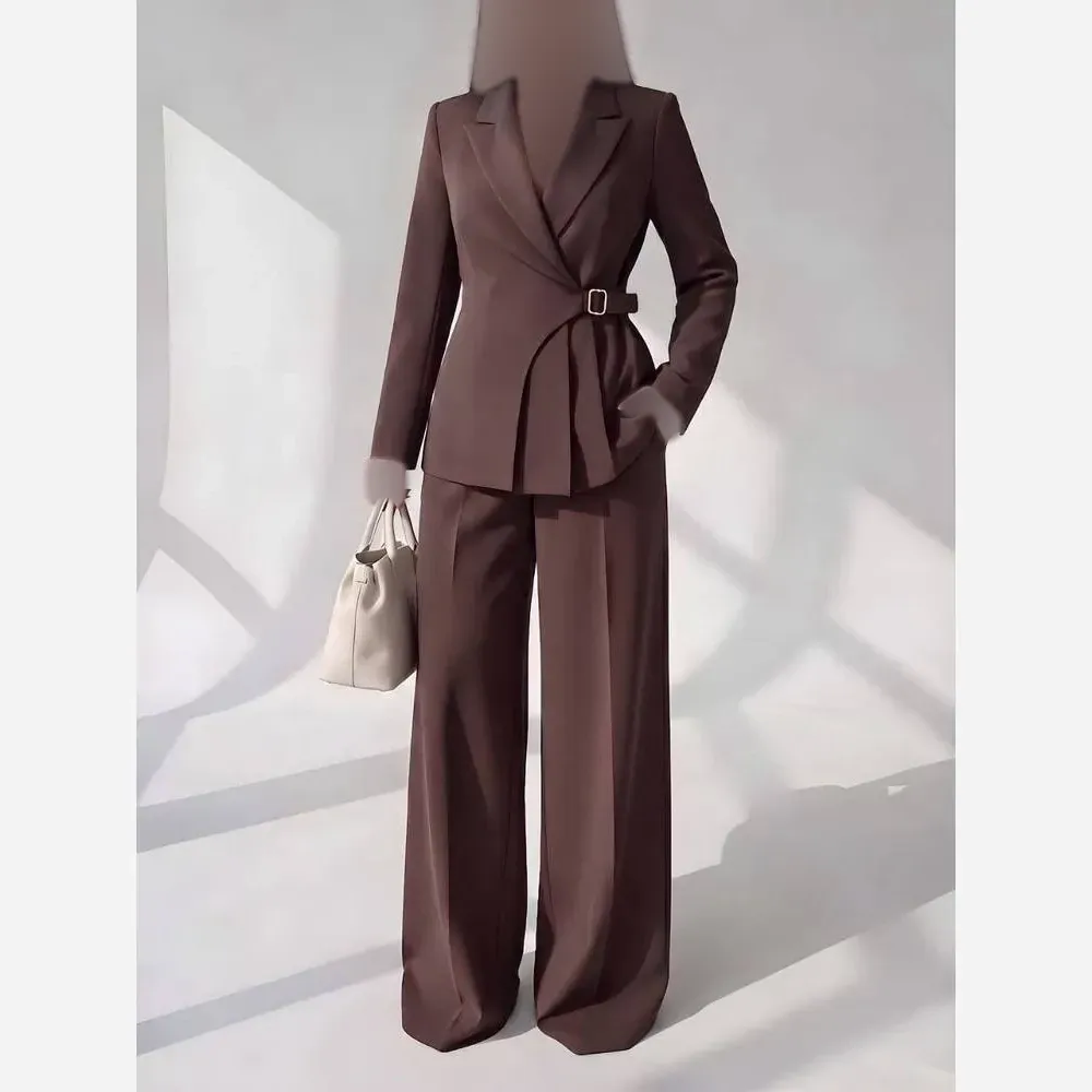 ست کت و شلوار چیندار زنانه جنس مازراتی گرم بالا فری سایز