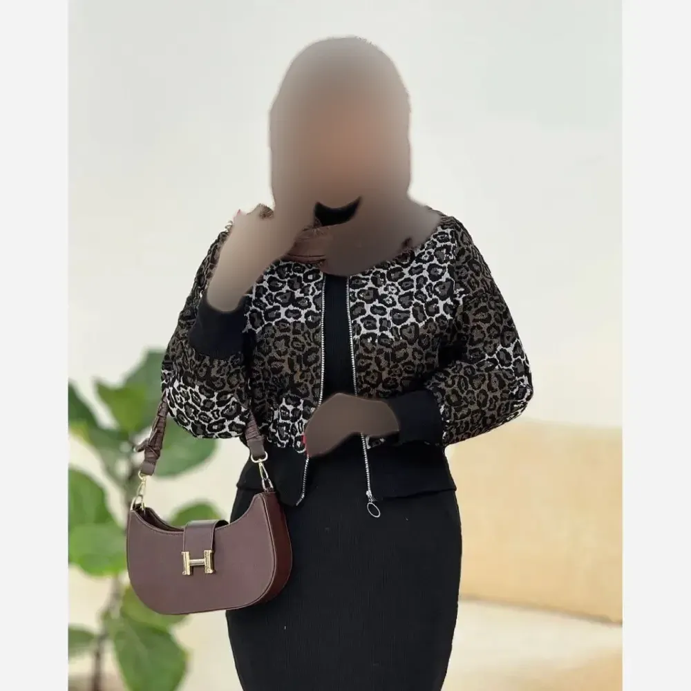 کاپشن بامبر پلنگی پاییزه زنانه جنس تافته فری سایز