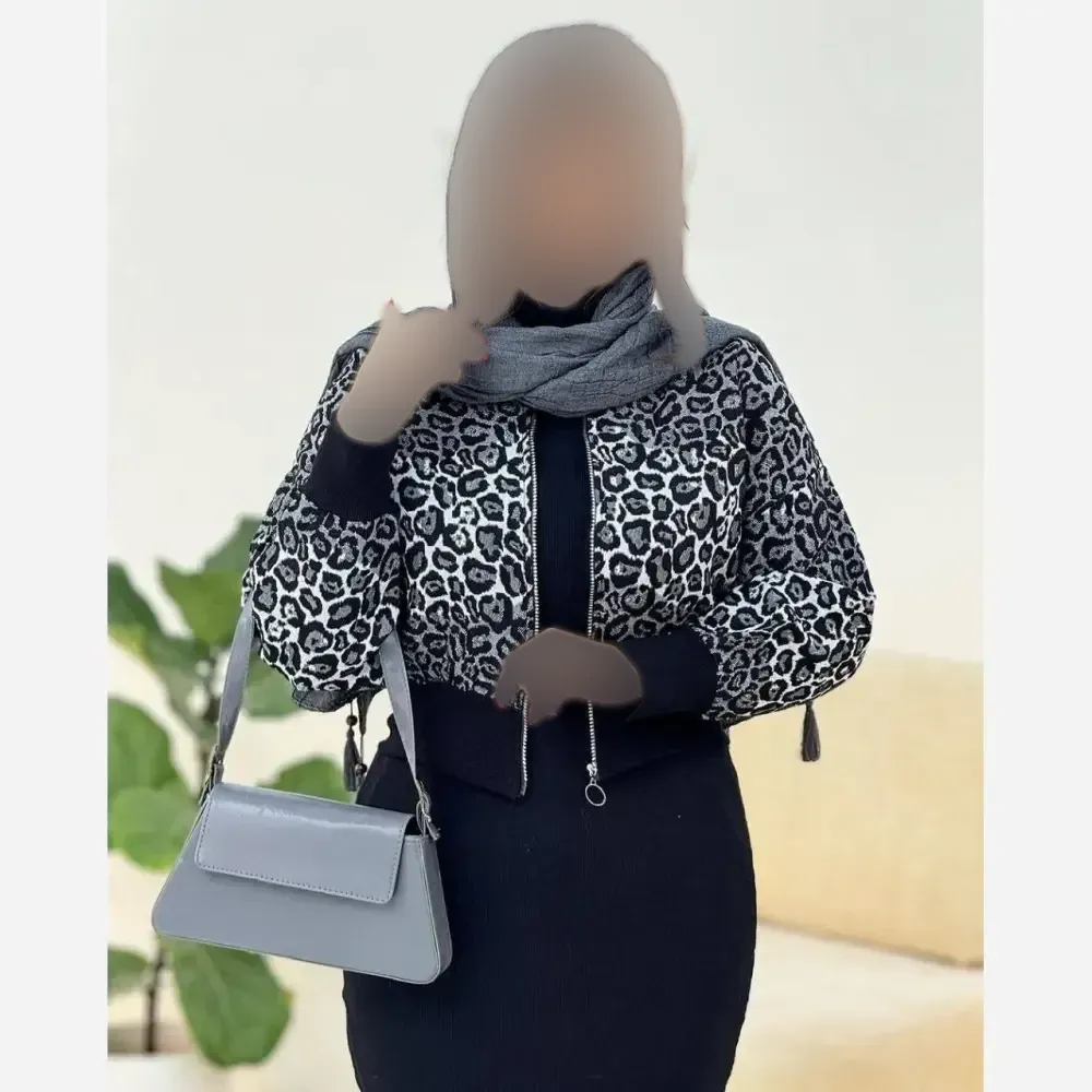 کاپشن بامبر پلنگی پاییزه زنانه جنس تافته فری سایز