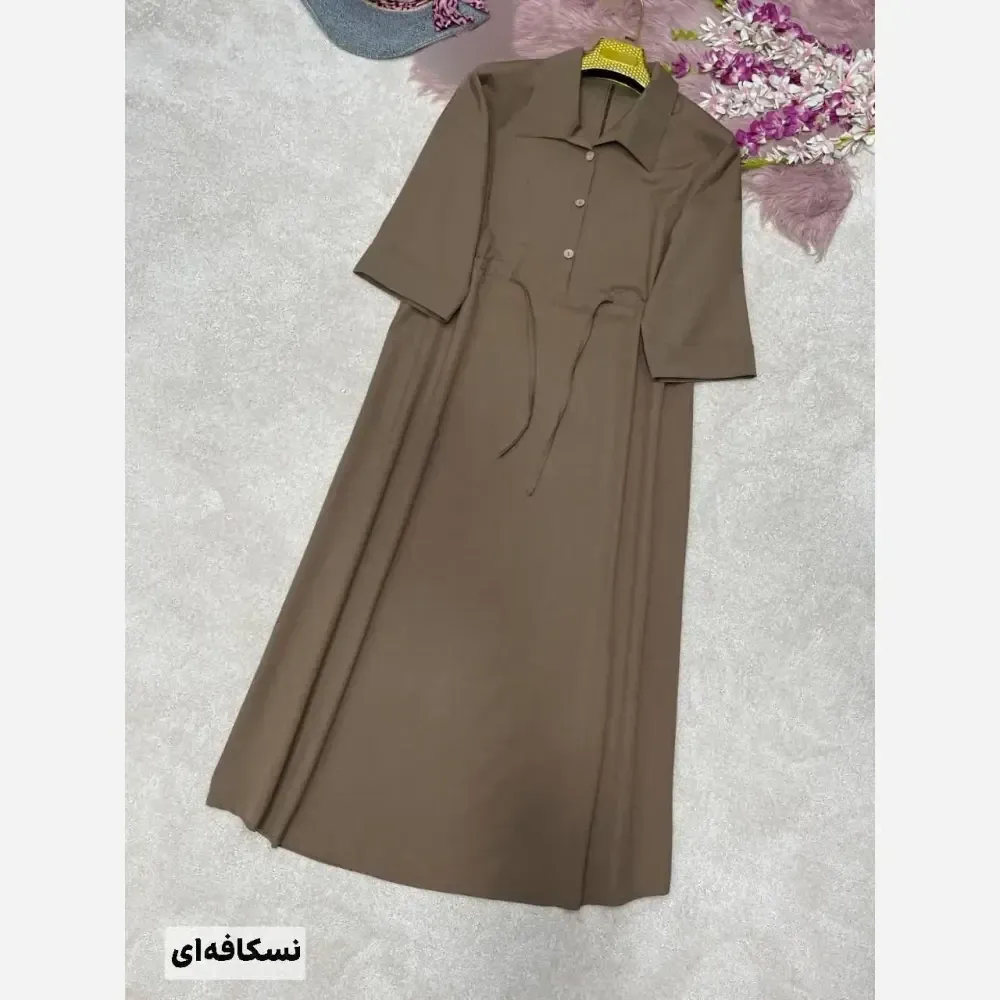 پیراهن لنین سالومه بلند گت دار مناسب بارداری و شیردهی رنگ بندی متنوع سایز فری 38 تا 46