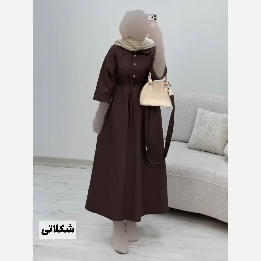 پیراهن لنین سالومه بلند گت دار مناسب بارداری و شیردهی رنگ بندی متنوع سایز فری 38 تا 46