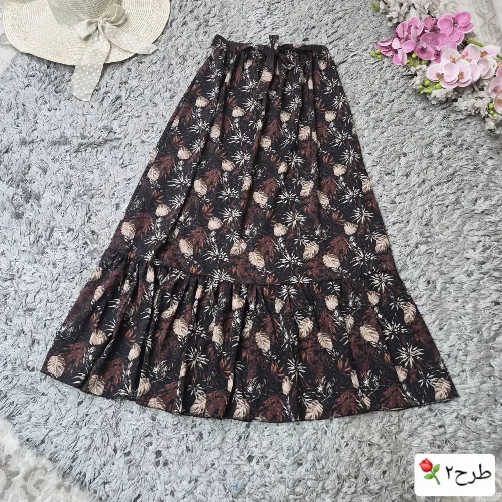 دامن پاییزه چین دار جنس بوگاتی درجه یک فری سایز