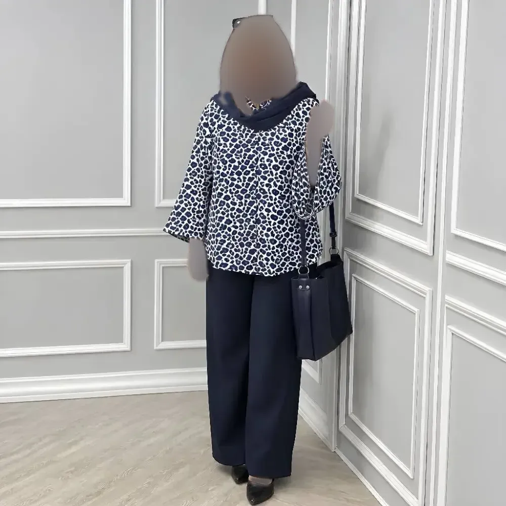 ست شومیز بوگاتی و شلوار مازراتی سرمه ای مشکی نسکافه ای سایز یک و دو
