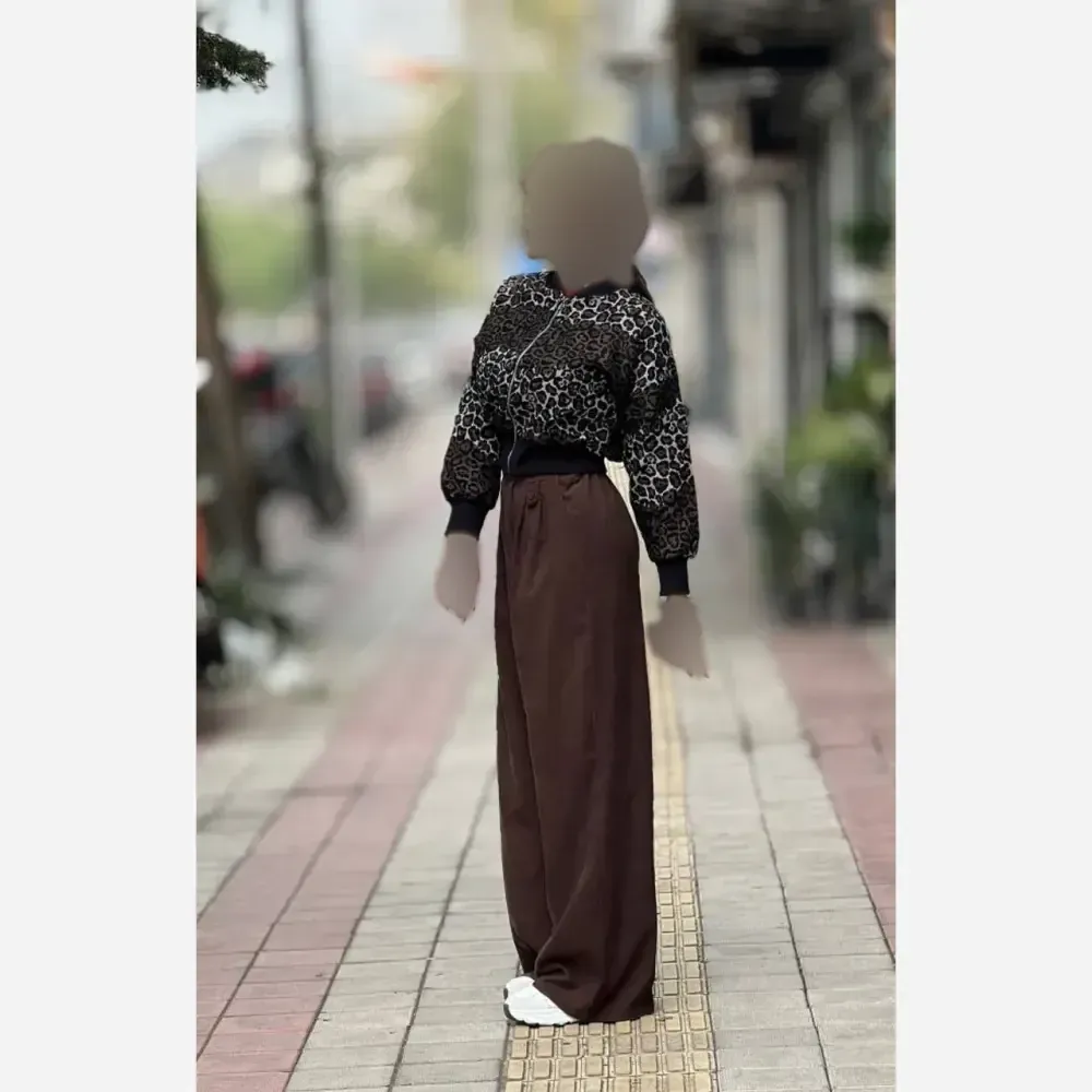 بامبر پلنگی پاییزه جنس تافته فری سایز