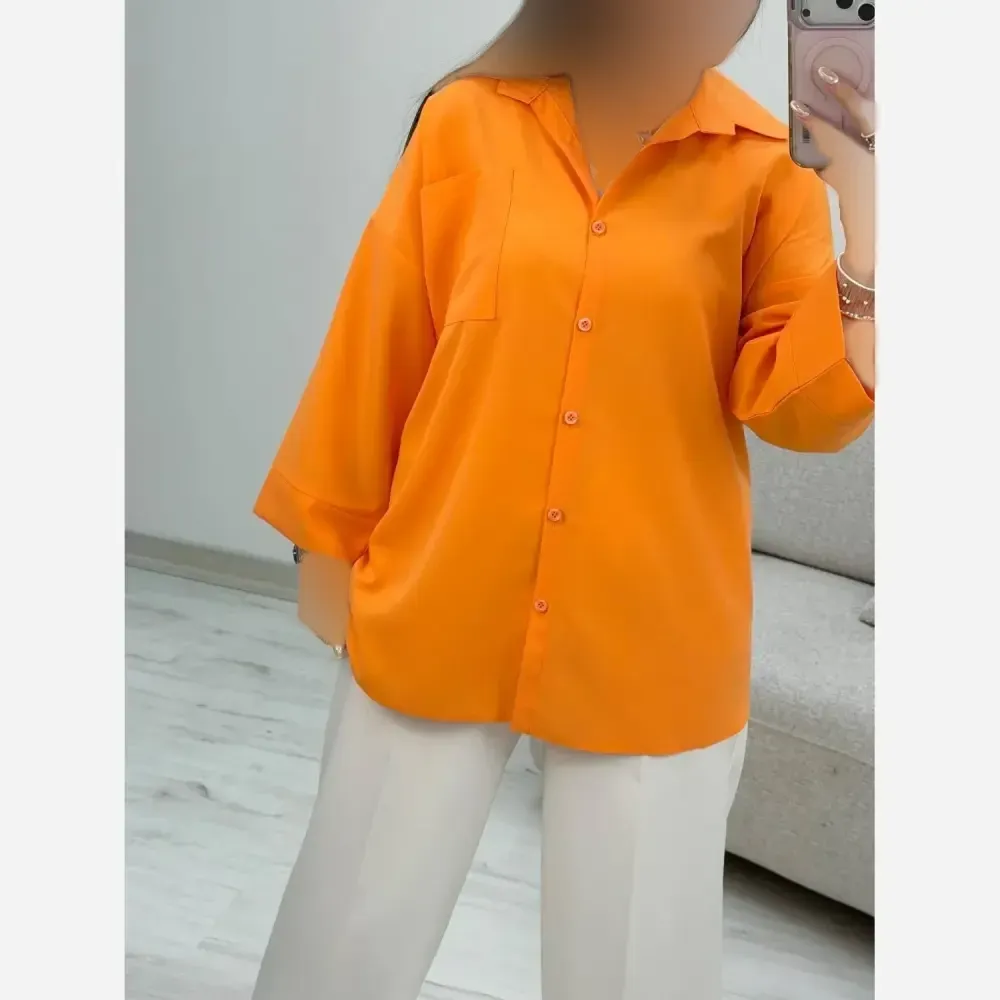شومیز تک جیب ترمه جنس پری درجه یک خنک فری سایز